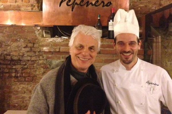 Ristorante Pepenero a San Miniato, selfie Chef Gilberto Rossi con ospiti Vip