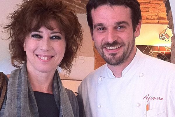 Ristorante Pepenero a San Miniato, selfie Chef Gilberto Rossi con ospiti Vip