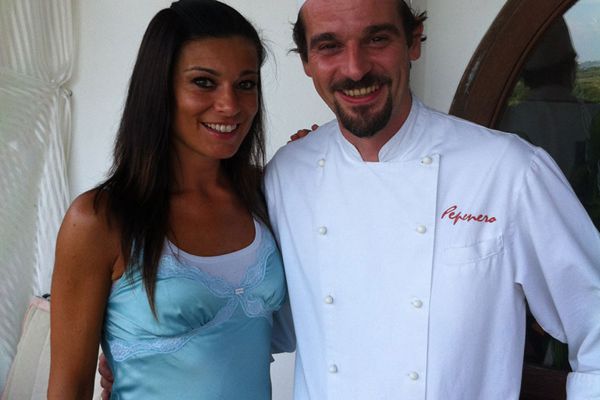 Ristorante Pepenero a San Miniato, selfie Chef Gilberto Rossi con ospiti Vip
