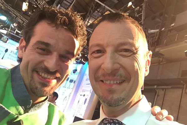 Ristorante Pepenero a San Miniato, selfie Chef Gilberto Rossi con ospiti Vip