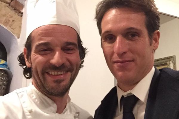 Ristorante Pepenero a San Miniato, selfie Chef Gilberto Rossi con ospiti Vip