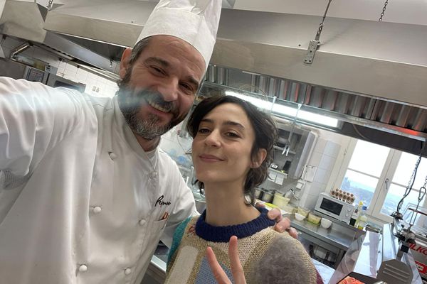 Ristorante Pepenero a San Miniato, selfie Chef Gilberto Rossi con ospiti Vip