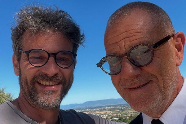 Ristorante Pepenero a San Miniato, selfie Chef Gilberto Rossi con ospiti Vip